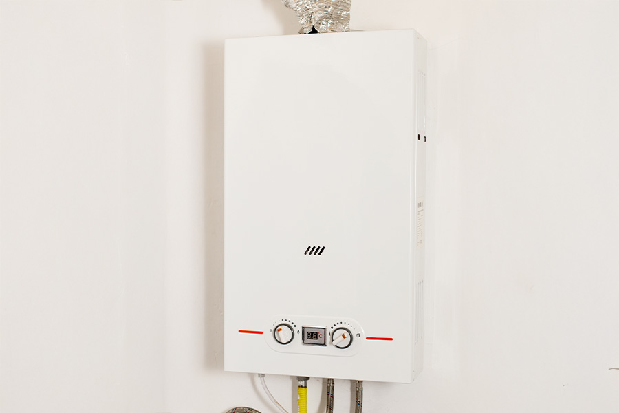 Wall-mounted tankless water heater unit