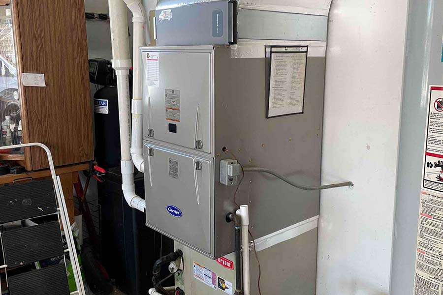 HVAC furnace setup with mounted air purifier